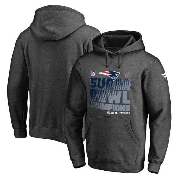 New England Patriots Pro Line by Fanatics Branded Super Bowl LI Champions Trophy Collection Locker Room Pullover Hoodie - Charcoal